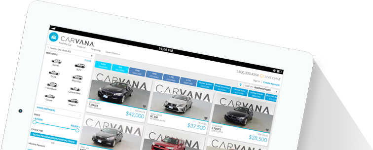 Carvana website on iPad